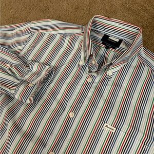 Faconnable Shirt Mens Large Multicolored Striped Button Down Long Sleeve Office